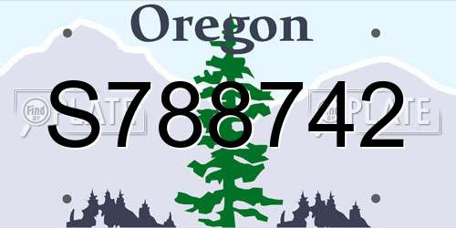 S788742 Oregon License Plate