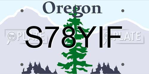 S78YIF Oregon License Plate