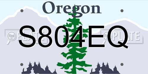 S804EQ Oregon License Plate