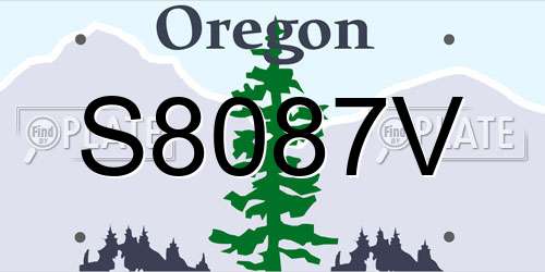 S8087V Oregon License Plate