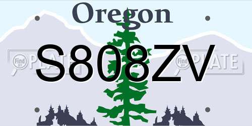S808ZV Oregon License Plate