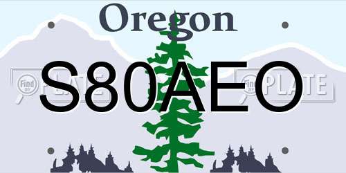 S80AEO Oregon License Plate