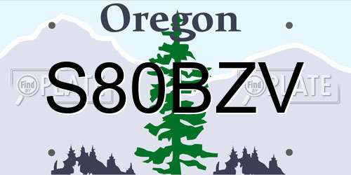 S80BZV Oregon License Plate