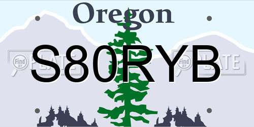 S80RYB Oregon License Plate