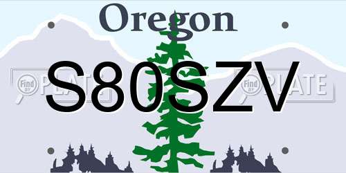 S80SZV Oregon License Plate