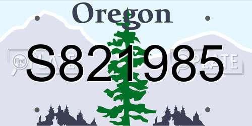 S821985 Oregon License Plate