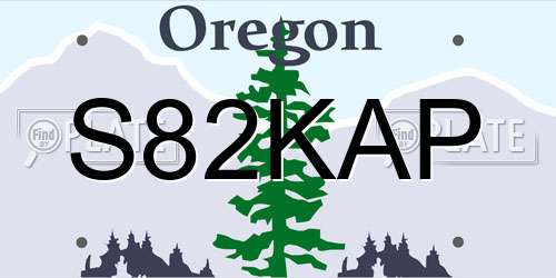 S82KAP Oregon License Plate