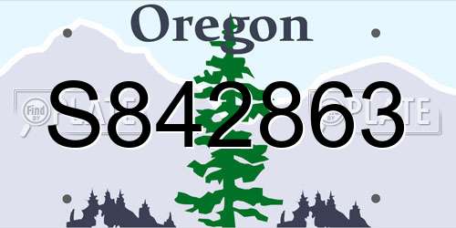 S842863 Oregon License Plate