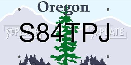 S84TPJ Oregon License Plate
