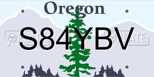 S84YBV Oregon License Plate