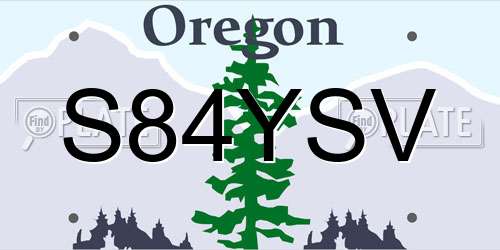 S84YSV Oregon License Plate