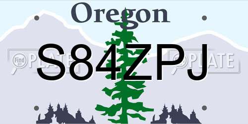 S84ZPJ Oregon License Plate