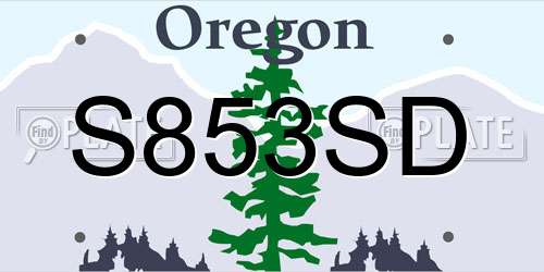 S853SD Oregon License Plate