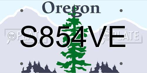 S854VE Oregon License Plate