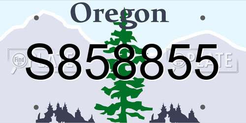 S858855 Oregon License Plate