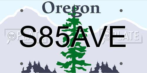 S85AVE Oregon License Plate