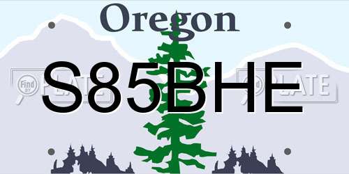 S85BHE Oregon License Plate