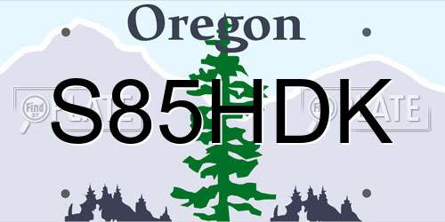 S85HDK Oregon License Plate