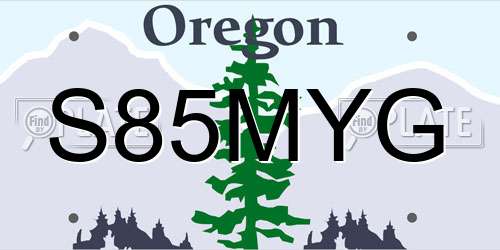 S85MYG Oregon License Plate