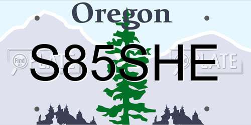 S85SHE Oregon License Plate
