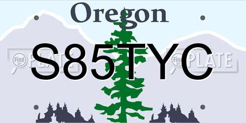 S85TYC Oregon License Plate
