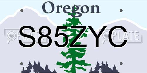 S85ZYC Oregon License Plate