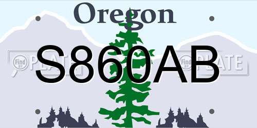 S860AB Oregon License Plate