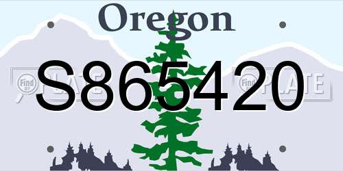 S865420 Oregon License Plate