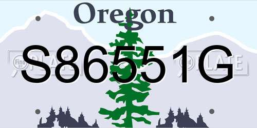 S86551G Oregon License Plate