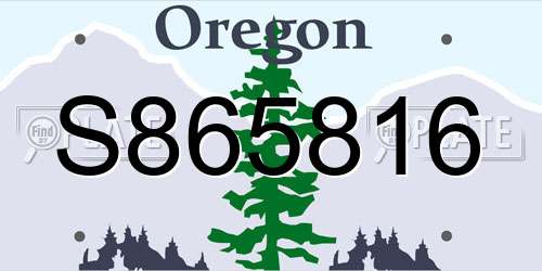 S865816 Oregon License Plate