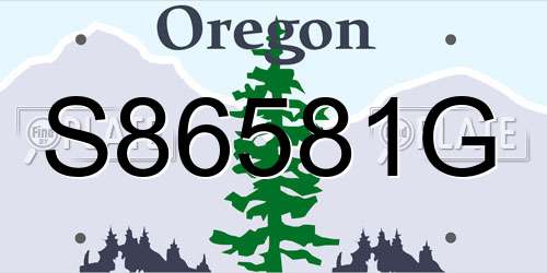 S86581G Oregon License Plate