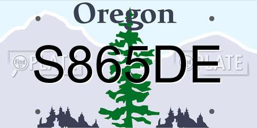 S865DE Oregon License Plate