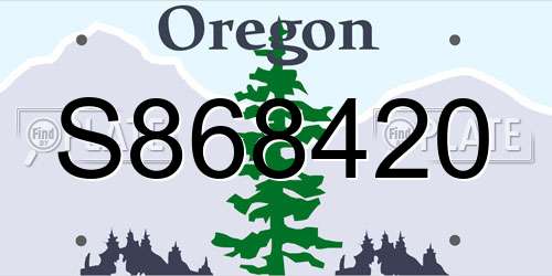 S868420 Oregon License Plate