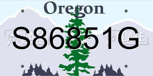 S86851G Oregon License Plate