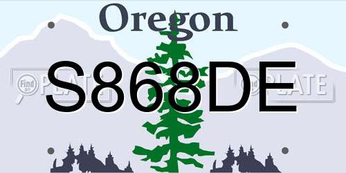 S868DE Oregon License Plate