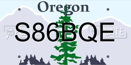 S86BQE Oregon License Plate
