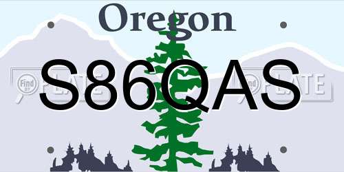 S86QAS Oregon License Plate