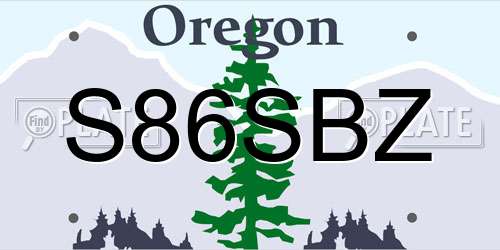 S86SBZ Oregon License Plate