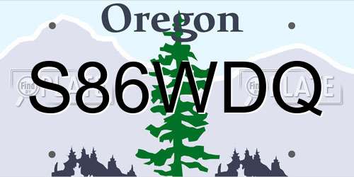 S86WDQ Oregon License Plate
