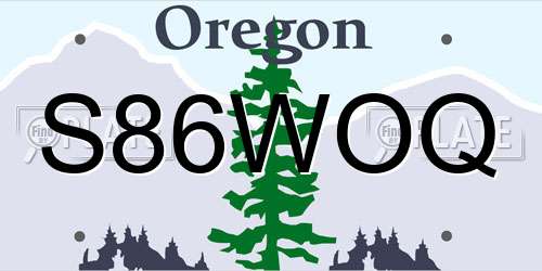 S86WOQ Oregon License Plate