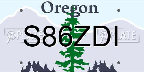 S86ZDI Oregon License Plate