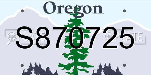 S870725 Oregon License Plate