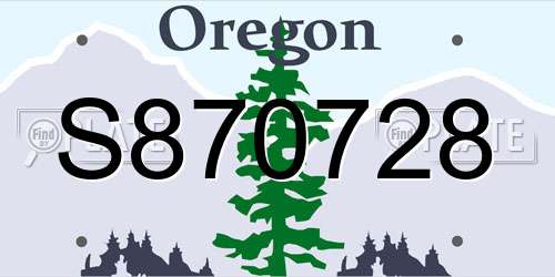 S870728 Oregon License Plate