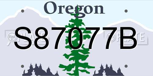 S87077B Oregon License Plate