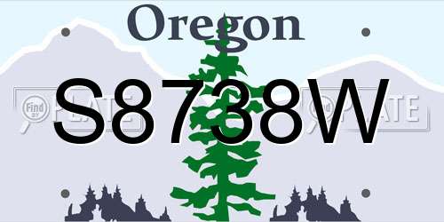 S8738W Oregon License Plate