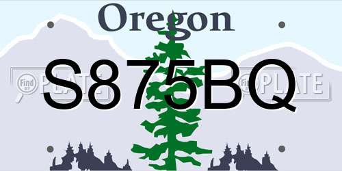 S875BQ Oregon License Plate