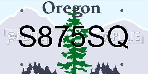 S875SQ Oregon License Plate