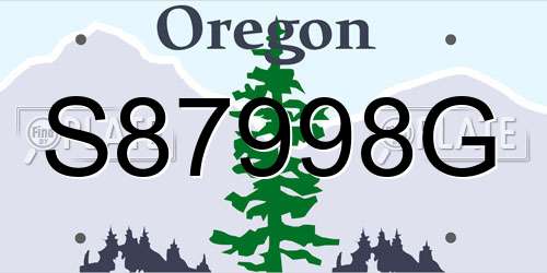 S87998G Oregon License Plate