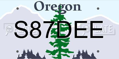 S87DEE Oregon License Plate