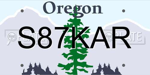 S87KAR Oregon License Plate
